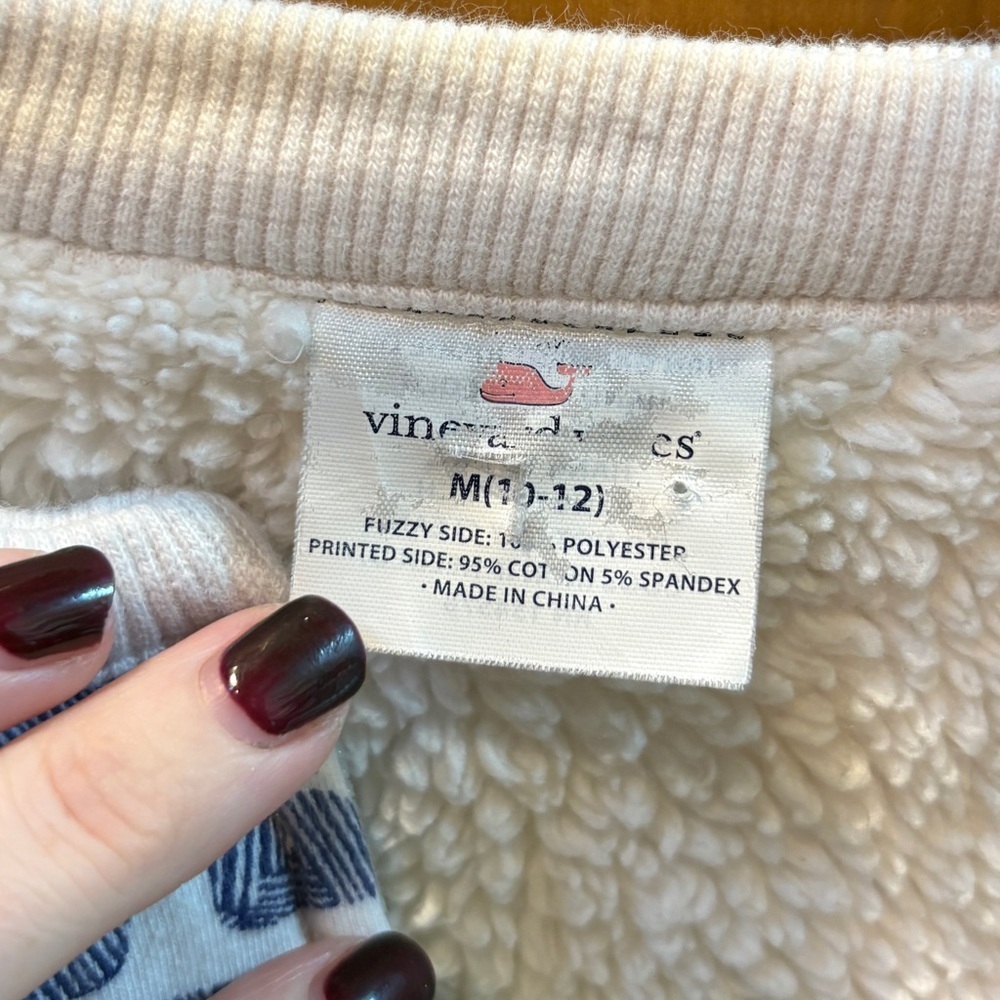 Vineyard Vines Girls Reversible Whale Print Sherpa Bomber Jacket Size M 10-12 - Picture 10 of 11